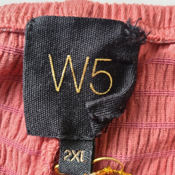 W5 Pink Blouse 3/4 Sleeves Relaxed Smocked Style Square Neck, sz 2XL - Picture 2 of 7